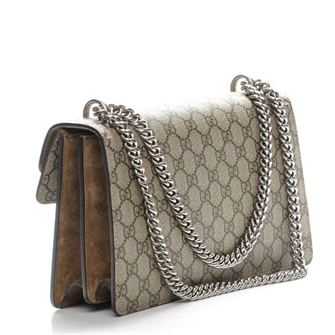 gucci gg supreme monogram small dionysus shoulder bag taupe|Gucci dionysus bag suede.